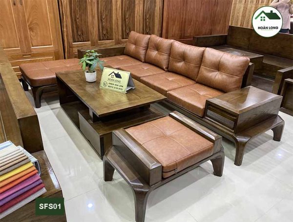 Bộ ghế sofa chân cong gỗ sồi Nga SFS01