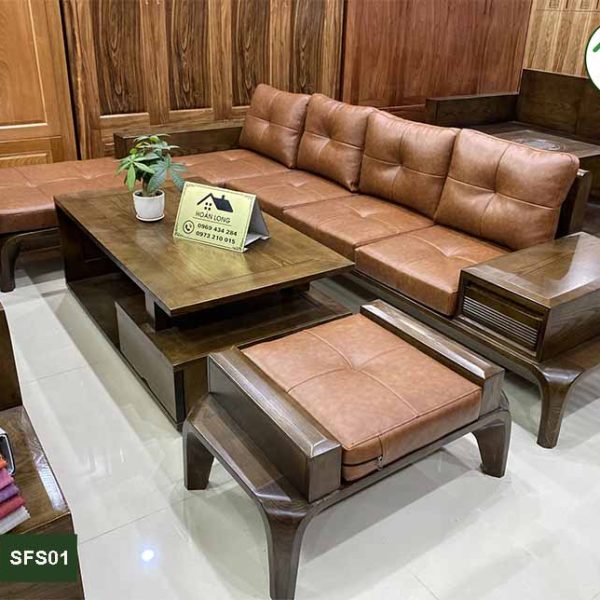 Bộ ghế sofa chân cong gỗ sồi Nga SFS01
