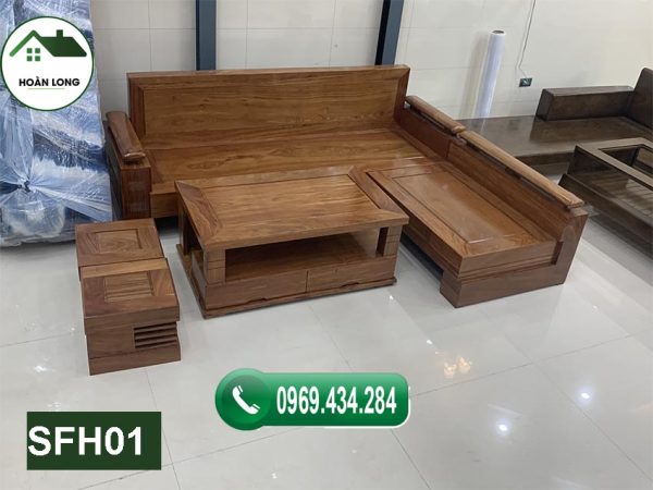 sofa gỗ hương xám vàng SFH01