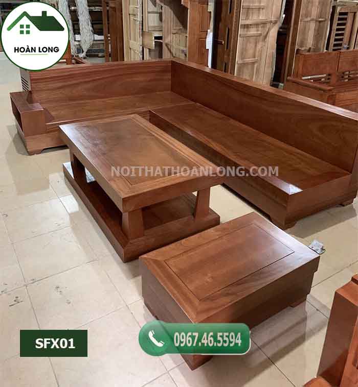 Bộ ghế sofa góc gỗ xoan đào Nam Phi SFX01