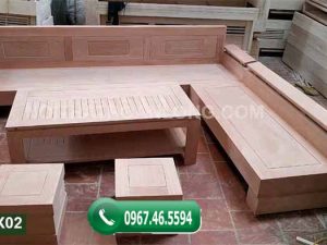 Bộ ghế sofa tay nghiêng gỗ xoan đào SFX02