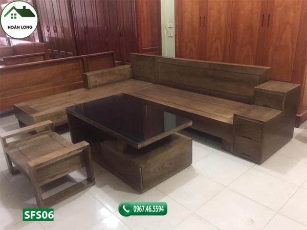 Bộ ghế sofa 3 ngăn kéo gỗ sồi Nga SFS06