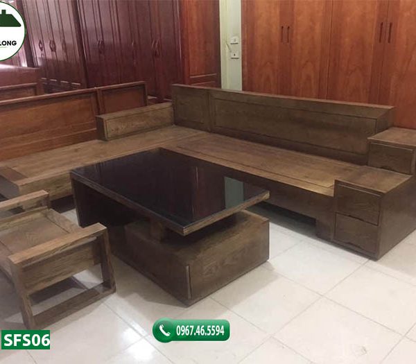 Bộ ghế sofa 3 ngăn kéo gỗ sồi Nga SFS06