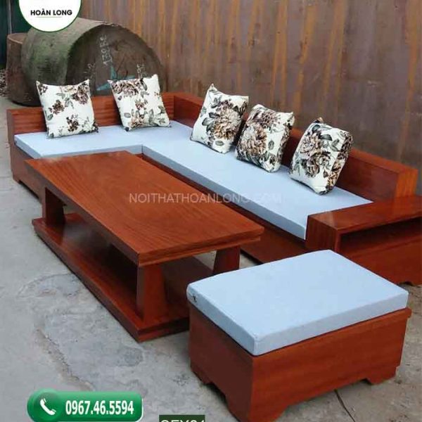 Bộ ghế sofa góc gỗ xoan đào Nam Phi SFX01