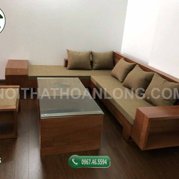 Bộ bàn ghế sofa gỗ xoan đào ngăn kéo vát SFX05