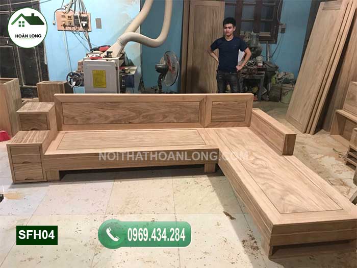 Bộ bàn ghế sofa 3 ngăn kéo gỗ hương xám SFH04
