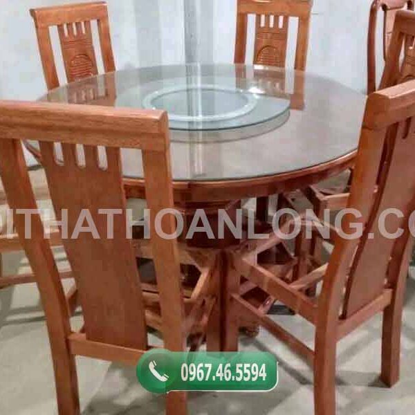 Bộ bàn ăn 6 ghế hình tròn gỗ sồi Nga BAS02