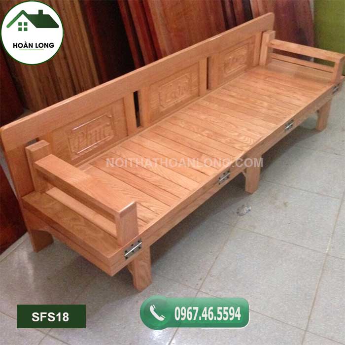 Giường gấp thành ghế sofa gỗ sồi Nga SFS18