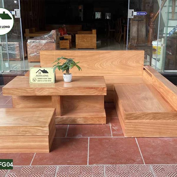 Bộ ghế sofa hộp giả nguyên khối gỗ gõ đỏ SFG04
