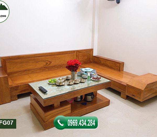 Bộ ghế sofa ngăn kéo vát gỗ gõ SFG07
