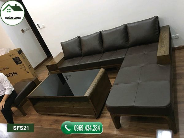 Sofa chân hươu bàn cong gỗ sồi Nga SFS21