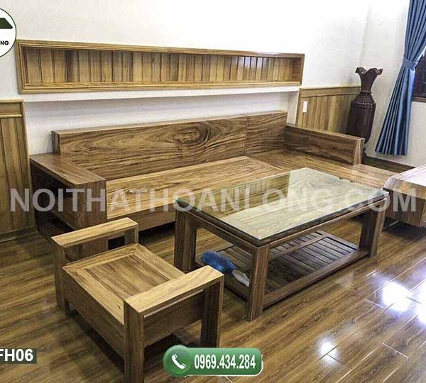Bộ ghế sofa ngăn kéo vát gỗ hương xám SFH06