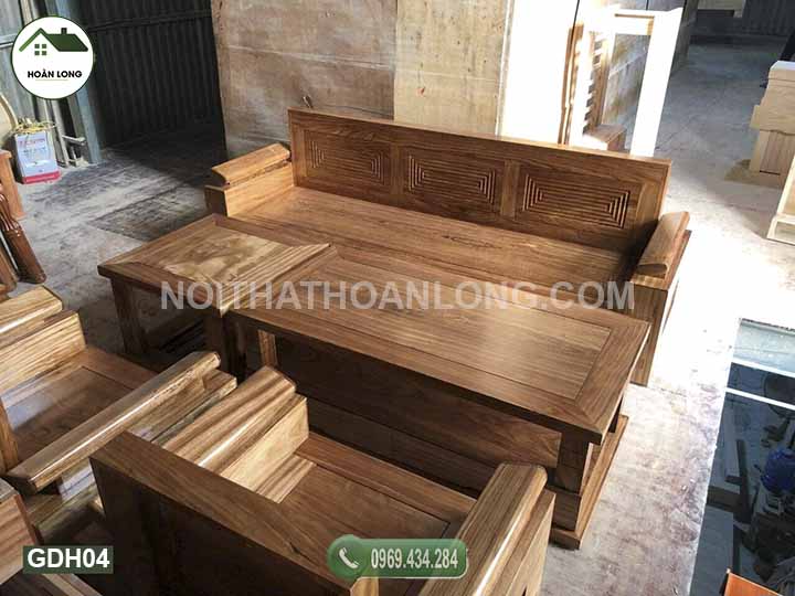 Bộ ghế đối tay nghiêng gỗ hương xám GDH04