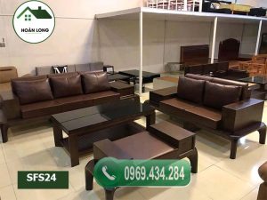 Sofa 2 văng chân cong gỗ sồi Nga SFS24