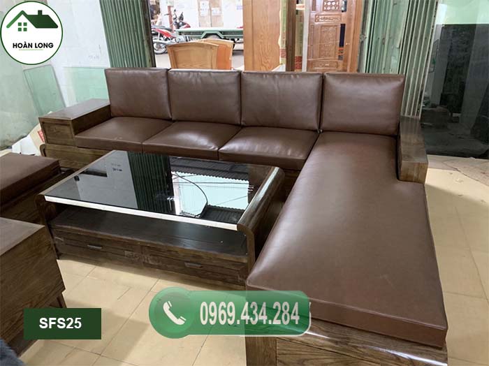 Bộ ghế sofa chân bàn cong cao cấp gỗ sồi Nga SFS25