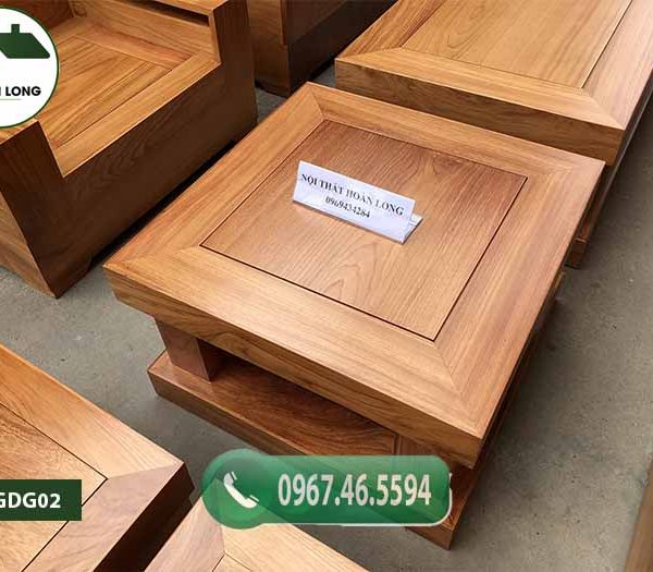 Bộ bàn ghế đối tay vuông 9 món gỗ gõ đỏ Pachy cao cấp GDG02