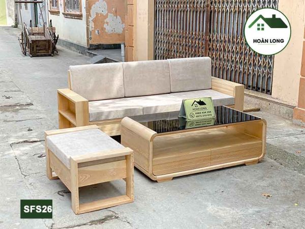 Combo ghế sofa kèm bàn gỗ sồi Nga SFS26