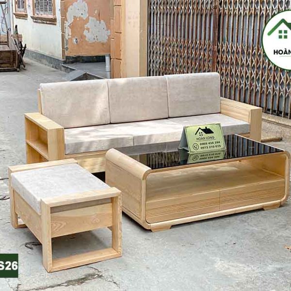Combo ghế sofa kèm bàn gỗ sồi Nga SFS26