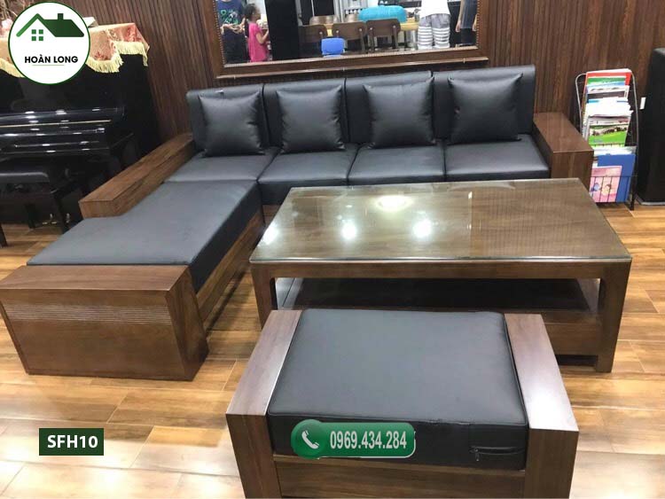 Bộ ghế sofa 2 tay gỗ hương xám SFH10