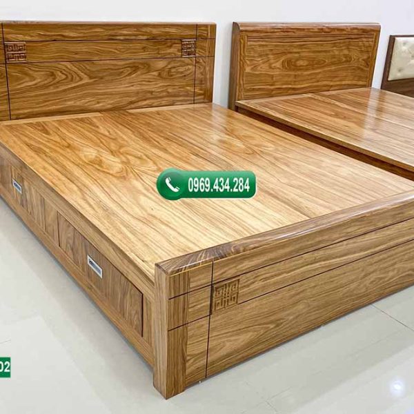 Giường ngủ 2 ngăn kéo gỗ hương xám GNH02